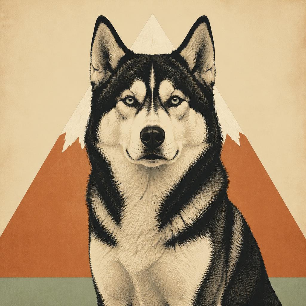 Editorial illustration of Balto, the Siberian husky who led the 1925 Nome serum run
